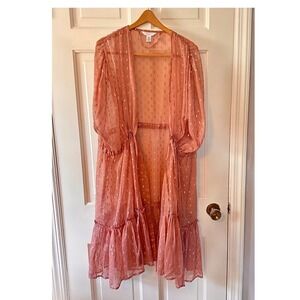 Lauren Conrad Womens Sheer Coverup Duster Pink Gold Metallic One Size NWT